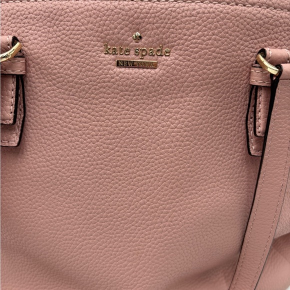 Kate Spade New York Pebbled Leather Tote Bag Blush Pink Shoulder Purse - Picture 2 of 11